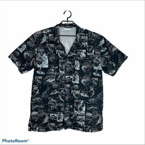 Columbia PFG size LARGE shirt vented fish print cotton fishing outdoors beach